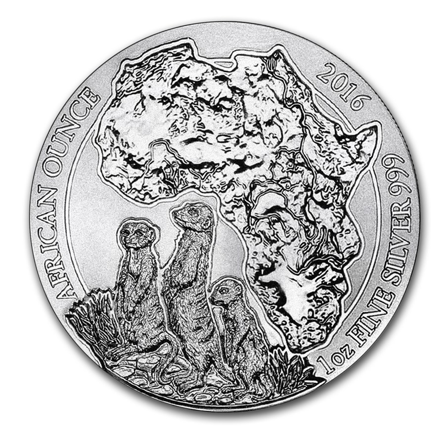 2016 Rwanda 1 oz Silver African Meerkat BU (Not Sealed)