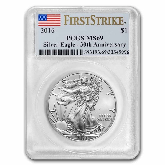 2016 Silver Eagle MS-69 PCGS (FirstStrike®, Perimeter Toning) 2016 Silver Eagle MS-69 PCGS (FirstStrike®, Perimeter Toning)