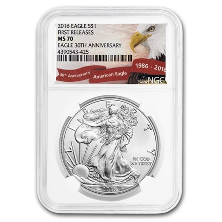 Buy 2016 Silver Eagle MS-70 NGC (FR, Eagle Label, 30th Anniversary