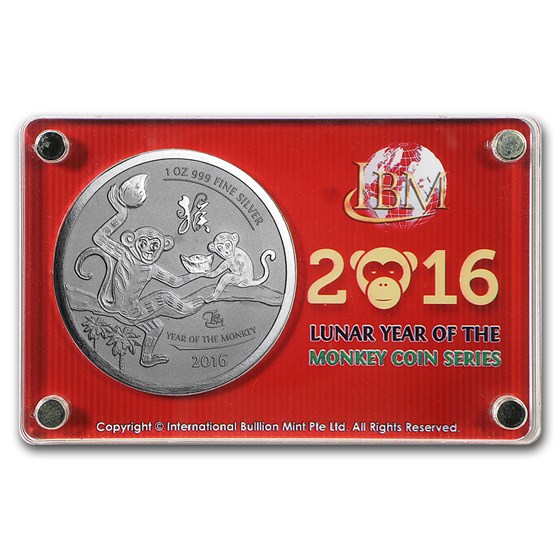 2016 Singapore 1 oz Silver Year of the Monkey (Acrylic Case) 2016 Singapore 1 oz Silver Year of the Monkey (Acrylic Case)