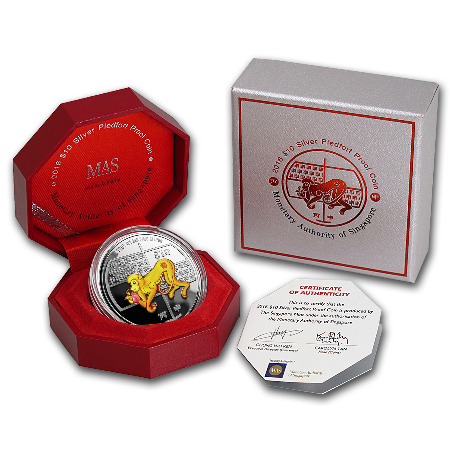 Buy 2016 Singapore 2 oz Silver Year of the Monkey Proof (Colorized