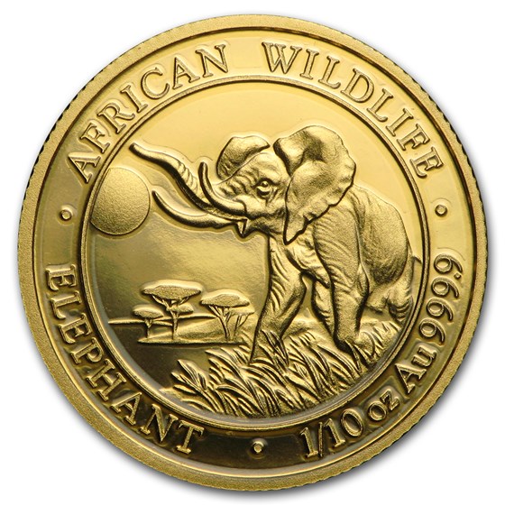 2016 Somalia 1/10 oz Gold African Elephant BU 2016 Somalia 1/10 oz Gold African Elephant BU