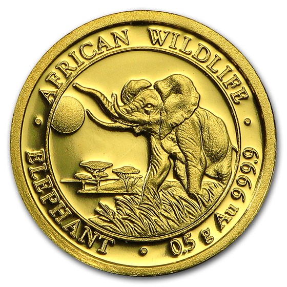 2016 Somalia 1/2 gram Gold African Elephant BU 2016 Somalia 1/2 gram Gold African Elephant BU