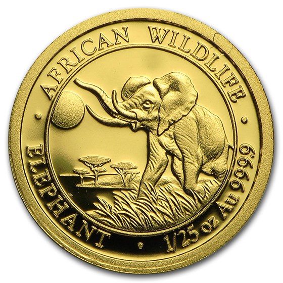 2016 Somalia 1/25 oz Gold African Elephant BU 2016 Somalia 1/25 oz Gold African Elephant BU