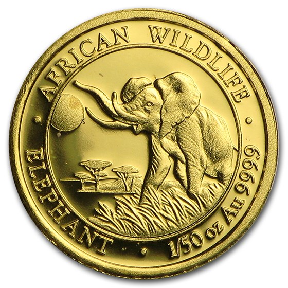 2016 Somalia 1/50 oz Gold African Elephant BU 2016 Somalia 1/50 oz Gold African Elephant BU
