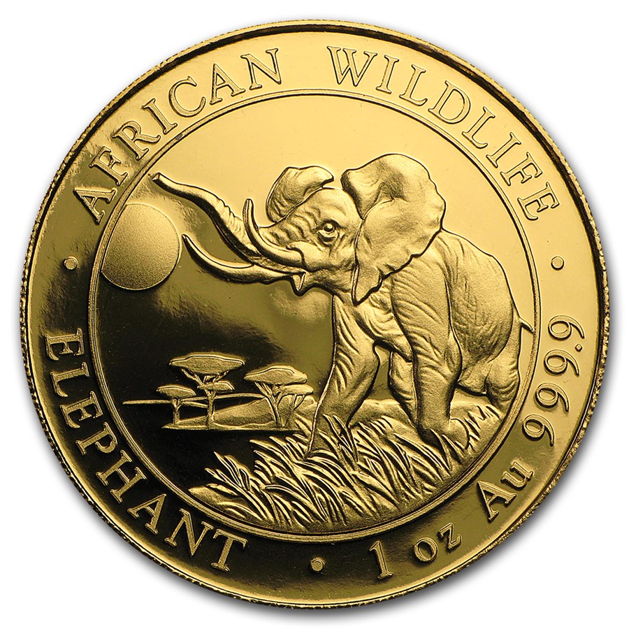 2016 Somalia 1 oz Gold African Elephant BU