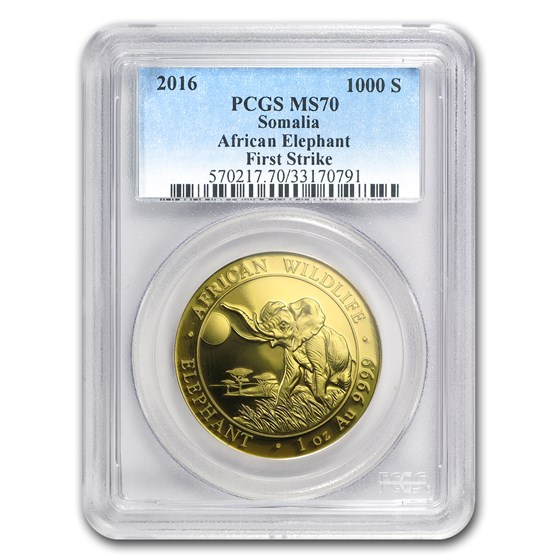 2016 Somalia 1 oz Gold African Elephant MS-70 PCGS (FS) 2016 Somalia 1 oz Gold African Elephant MS-70 PCGS (FS)