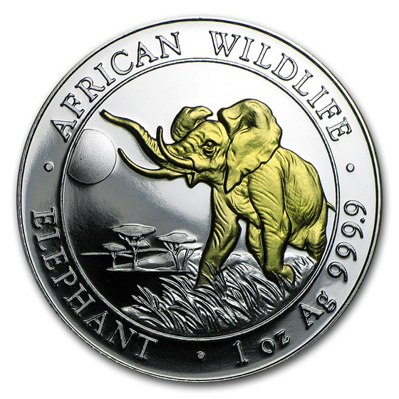 2016 Somalia 1 oz Silver Elephant (Gilded)