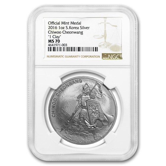 2016 South Korea 1 oz Silver Chiwoo Cheonwang MS-70 NGC 2016 South Korea 1 oz Silver Chiwoo Cheonwang MS-70 NGC