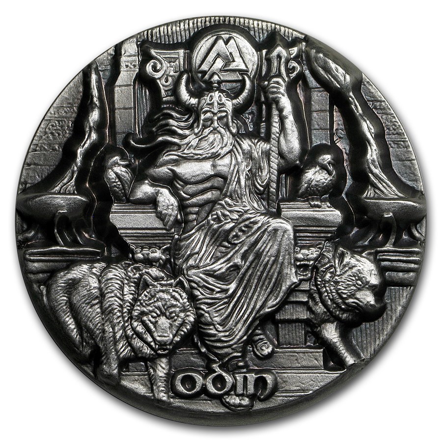 2016 Tokelau 3 oz Silver Max Relief (Legends of Asgard, Odin)