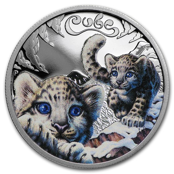 2016 Tuvalu 1/2 oz Silver Snow Leopard Cubs Proof 2016 Tuvalu 1/2 oz Silver Snow Leopard Cubs Proof