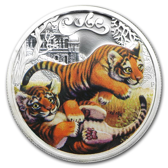 2016 Tuvalu 1/2 oz Silver Tiger Cubs Proof 2016 Tuvalu 1/2 oz Silver Tiger Cubs Proof