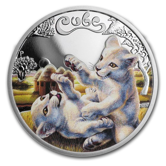 2016 Tuvalu 1/2 oz Silver White Lion Cubs Proof 2016 Tuvalu 1/2 oz Silver White Lion Cubs Proof