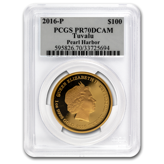 2016 Tuvalu 1 oz Gold Pearl Harbor PR-70 PCGS 2016 Tuvalu 1 oz Gold Pearl Harbor PR-70 PCGS