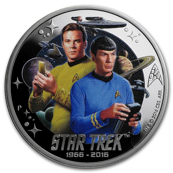 2016 Tuvalu 1 oz Silver Star Trek Colored Proof (Kirk and Spock) 2016 Tuvalu 1 oz Silver Star Trek Colored Proof (Kirk and Spock)