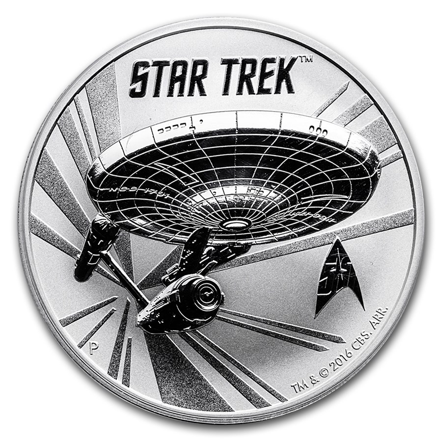2016 Tuvalu 1 oz Silver Star Trek: Original U.S.S. Enterprise BU
