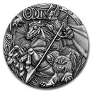 2016 Tuvalu 2 oz Silver Norse Gods Odin BU (HR, Antiqued)