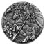 2016 Tuvalu 2 oz Silver Norse Gods Odin BU (HR, Antiqued)