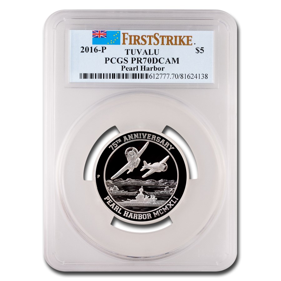 2016 Tuvalu 5 oz Silver Pearl Harbor PR-70 PCGS