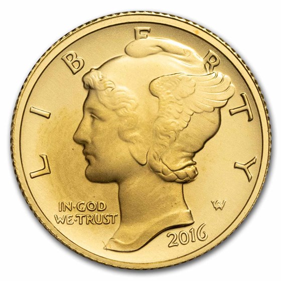 2016-W 1/10 oz Gold Mercury Dime Centennial (Capsule Only) 2016-W 1/10 oz Gold Mercury Dime Centennial (Capsule Only)