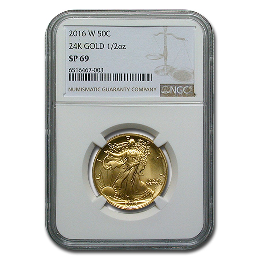 2016-W 1/2 oz Gold Walking Liberty Half Dollar SP-69 NGC