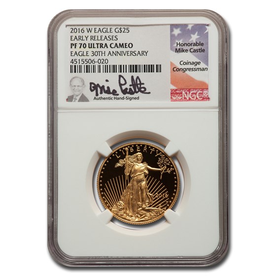 2016-W 1/2 oz Proof American Gold Eagle PF-70 NGC (ER, Castle) 2016-W 1/2 oz Proof American Gold Eagle PF-70 NGC (ER, Castle)