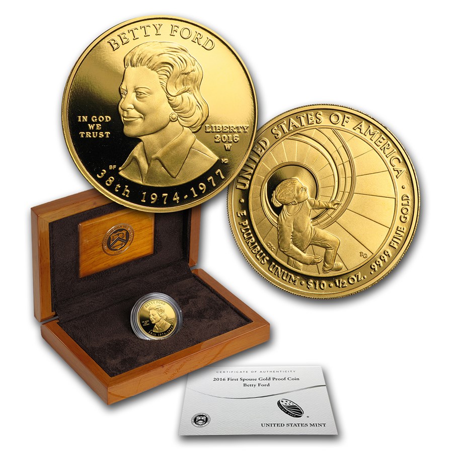 2016-W 1/2 oz Proof Gold Betty Ford (w/Box & COA)