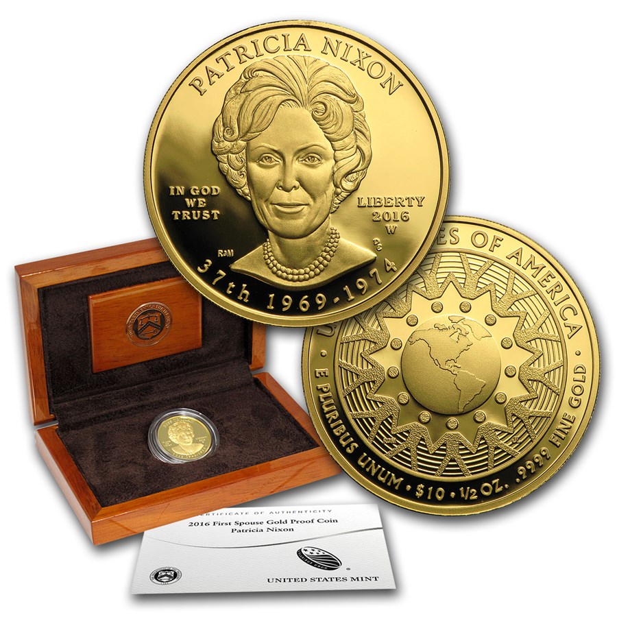 2016-W 1/2 oz Proof Gold Patricia Nixon (w/Box & COA)
