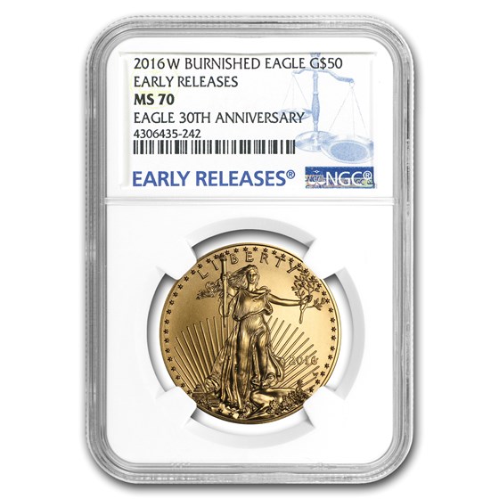 2016-W 1 oz Burnished Gold Eagle MS-70 NGC (ER) 2016-W 1 oz Burnished Gold Eagle MS-70 NGC (ER)