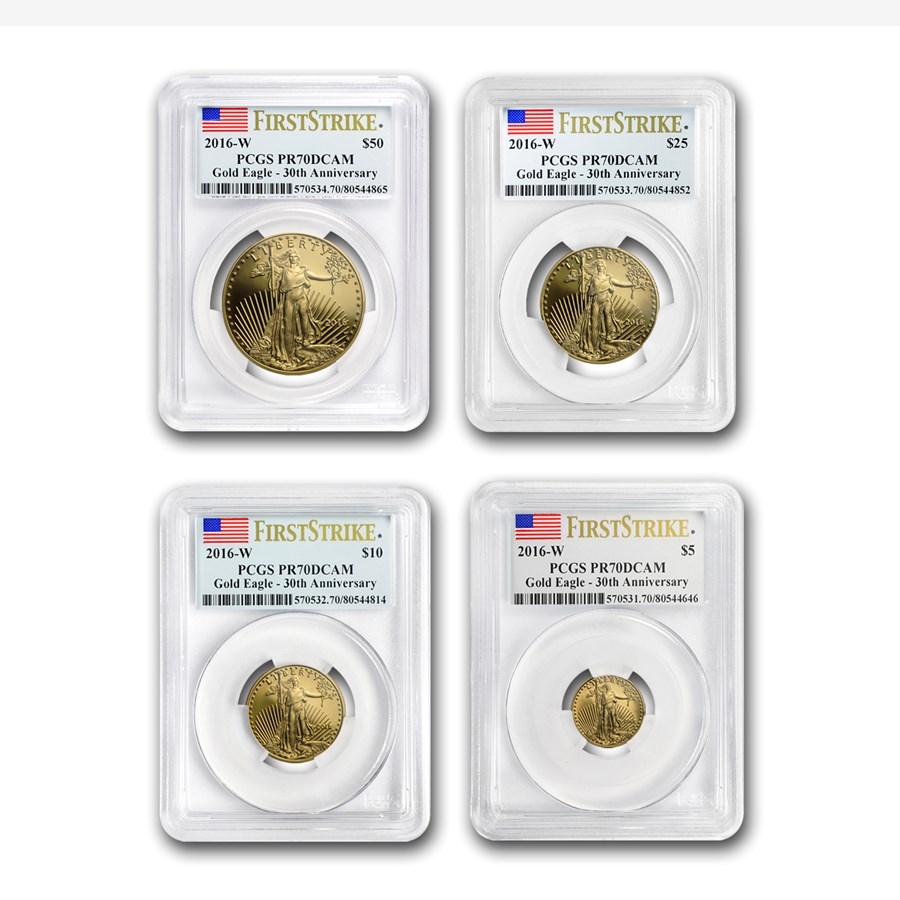 2016-W 4-Coin Proof American Gold Eagle Set PR-70 PCGS (FS)