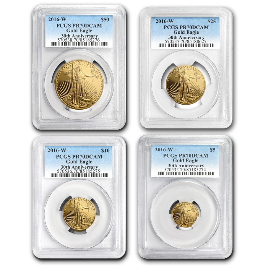 2016-W 4-Coin Proof American Gold Eagle Set PR-70 PCGS