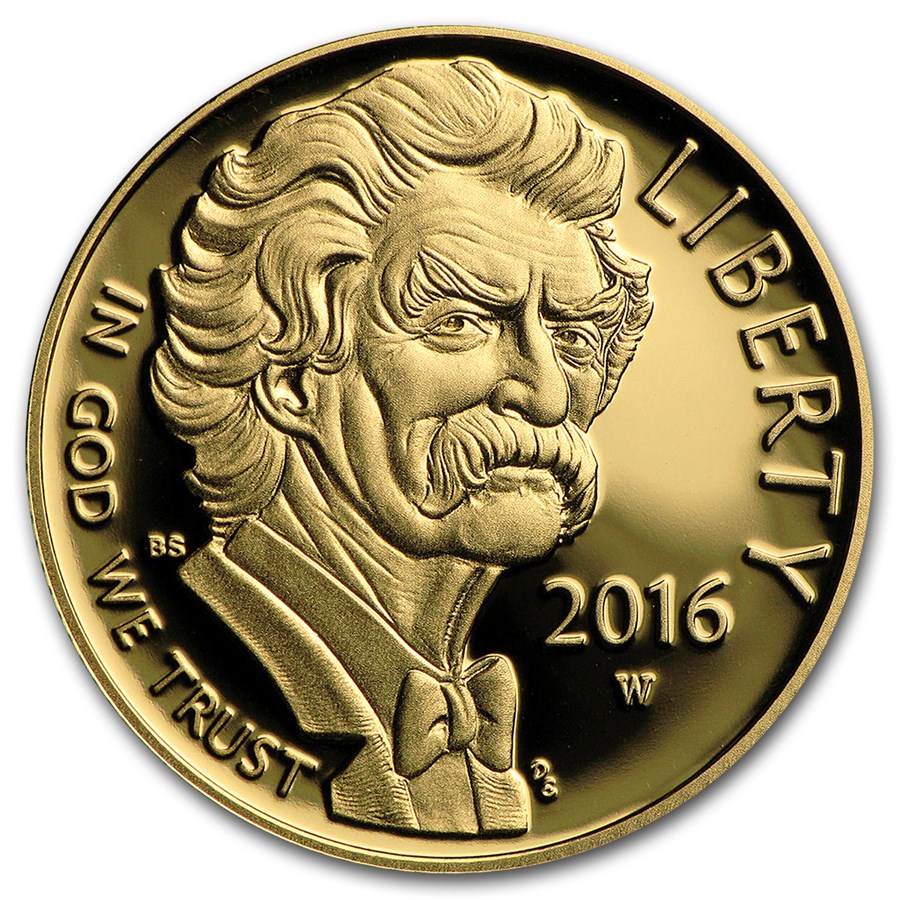 2016-W Gold $5 Commem Mark Twain Proof (w/Box & COA)