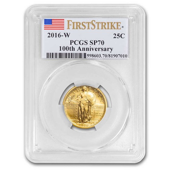 2016-W Gold Standing Liberty Quarter SP-70 PCGS (100 Anniversary) 2016-W Gold Standing Liberty Quarter SP-70 PCGS (100 Anniversary)