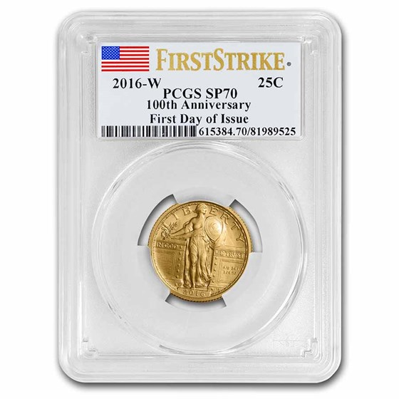 2016-W Gold Standing Liberty Quarter SP-70 PCGS (FDI) 2016-W Gold Standing Liberty Quarter SP-70 PCGS (FDI)