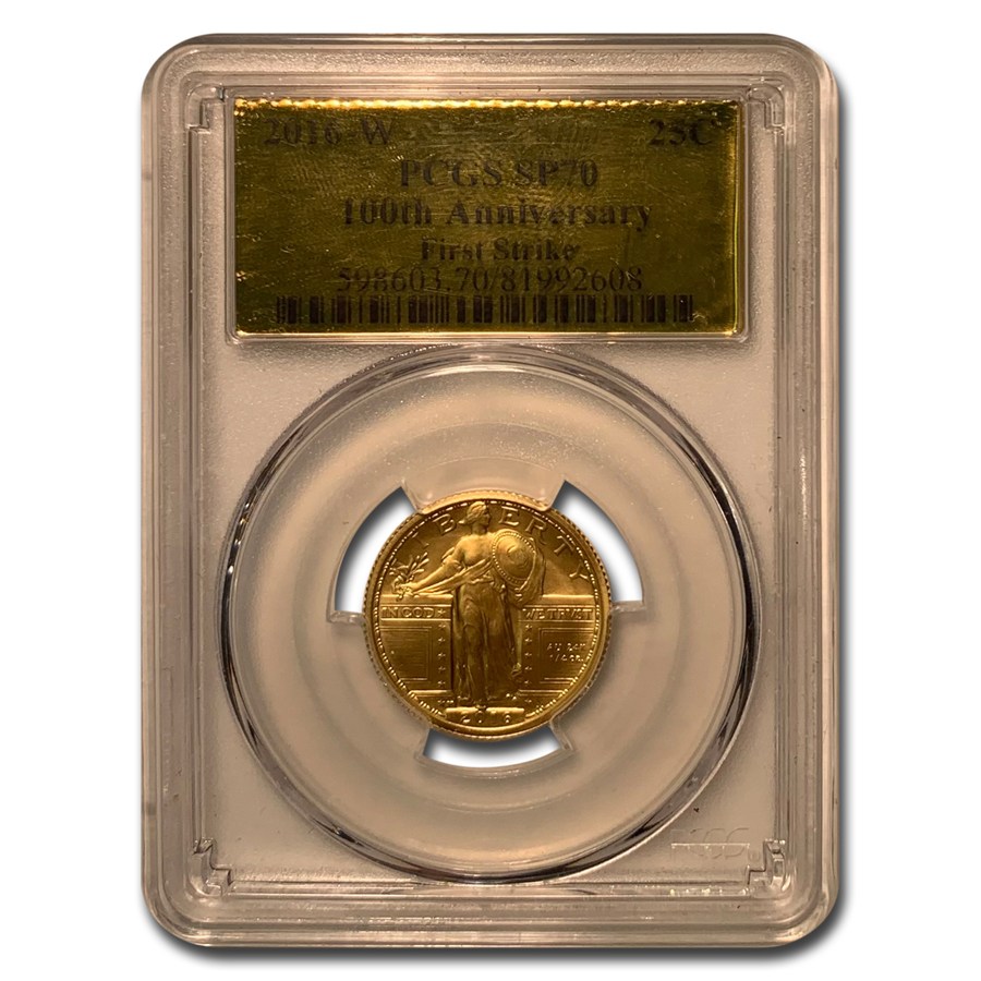 2016-W Gold Standing Liberty Quarter SP-70 PCGS (FS, Gold Foil)