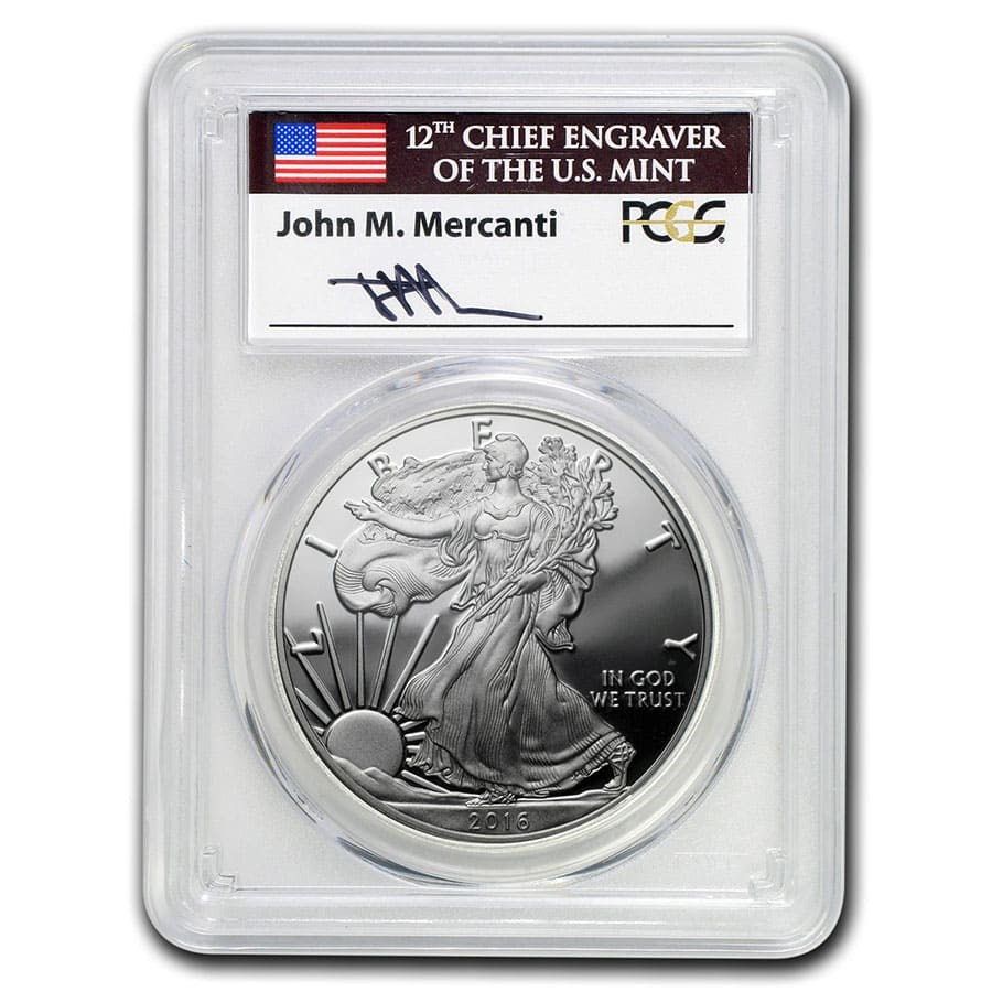 2016-W Proof American Silver Eagle PR-70 PCGS (FS, Mercanti)