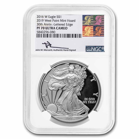 2016-W Proof Silver Eagle PF-70 NGC (West Point Hoard, Mercanti) 2016-W Proof Silver Eagle PF-70 NGC (West Point Hoard, Mercanti)