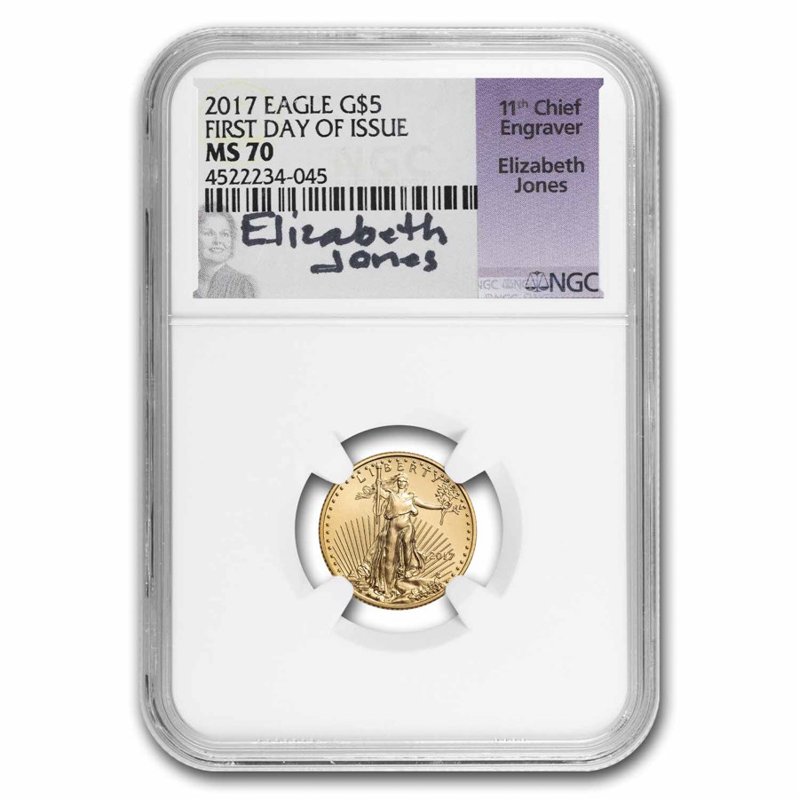 2017 1/10 oz American Gold Eagle MS-70 NGC (FDI, Jones)