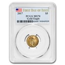 2017 1/10 oz American Gold Eagle MS-70 PCGS (FDI)