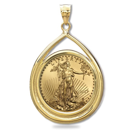 2017 1/2 oz Gold Eagle Teardrop Pendant (Prong Bezel) 2017 1/2 oz Gold Eagle Teardrop Pendant (Prong Bezel)