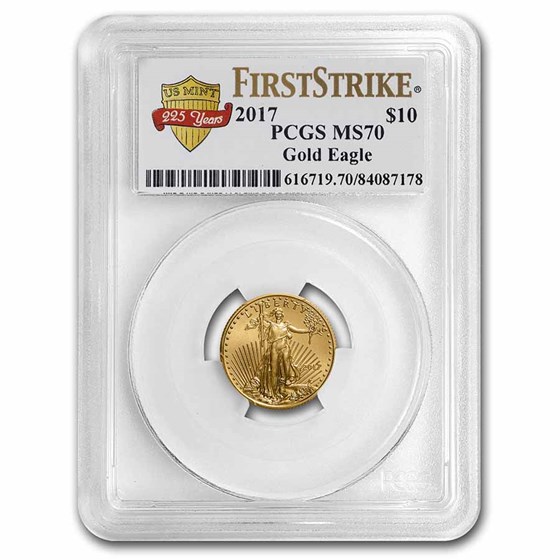 2017 1/4 oz Gold Eagle MS-70 PCGS (FS®, US Mint Anniv Label) 2017 1/4 oz Gold Eagle MS-70 PCGS (FS®, US Mint Anniv Label)