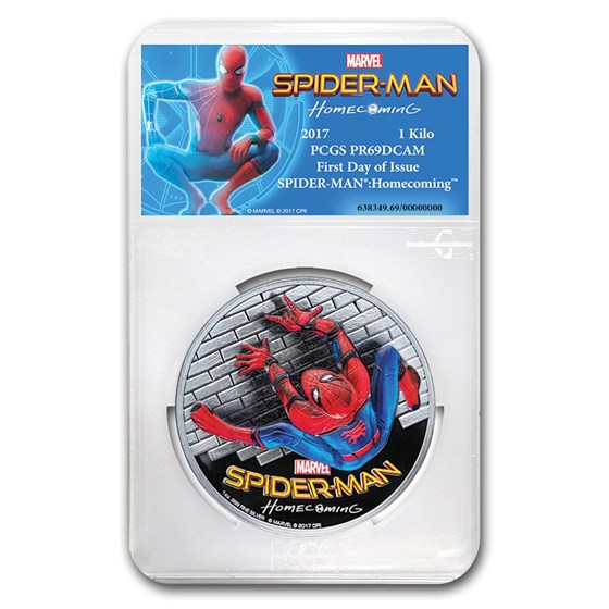 2017 1 Kilo Ag $100 SPIDERMAN™ Homecoming HR PR-69 PCGS (FD) 2017 1 Kilo Ag $100 SPIDERMAN™ Homecoming HR PR-69 PCGS (FD)