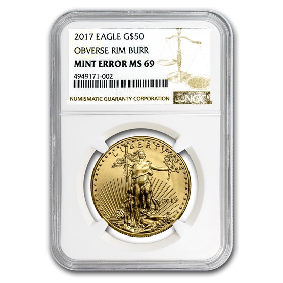 2017 1 oz American Gold Eagle MS-69 NGC (Obv Mint Error) 2017 1 oz American Gold Eagle MS-69 NGC (Obv Mint Error)