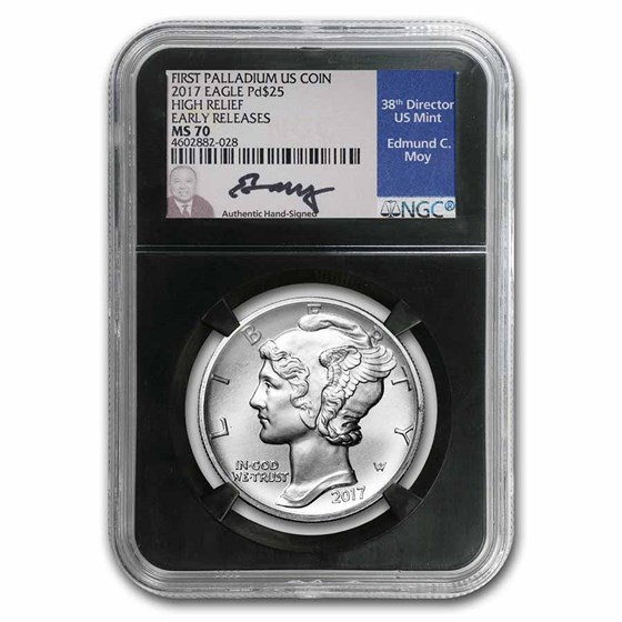 2017 1 oz American Palladium Eagle MS-70 NGC (Moy, ER)