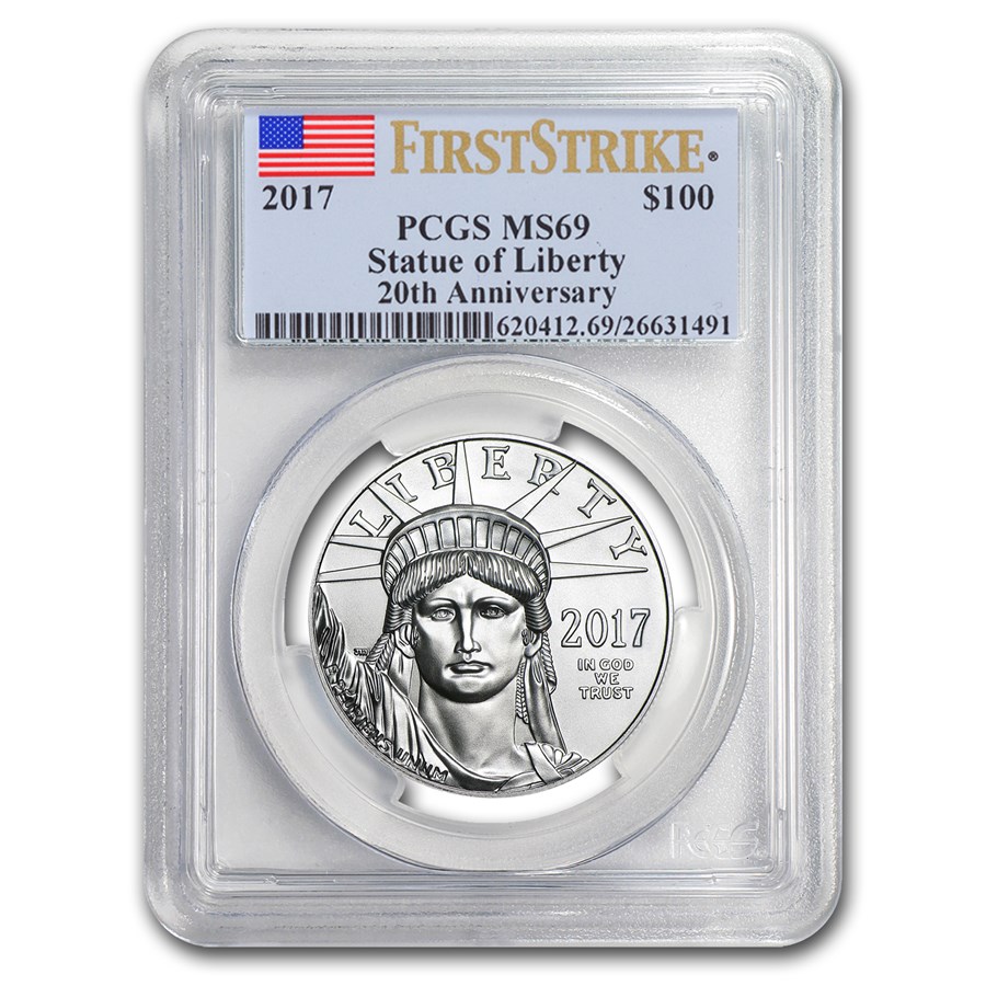 2017 1 oz American Platinum Eagle MS-69 PCGS (FS, Flag Label)