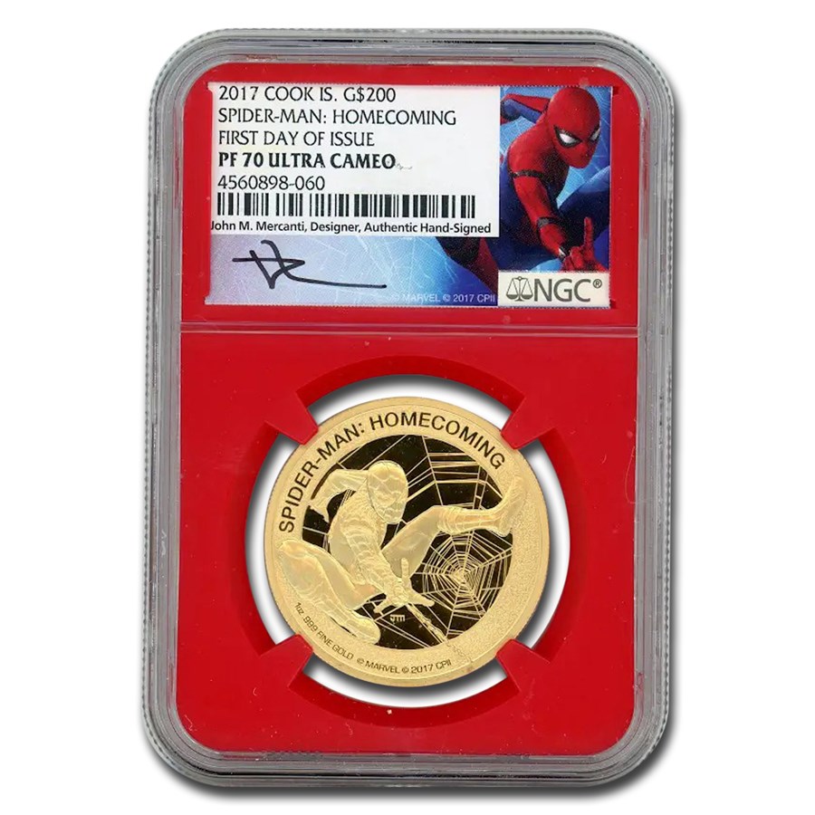 2017 1 oz Gold $200 Mercanti SPIDERMAN™ PF-70 NGC (First Day)