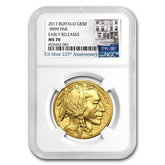 2017 1 oz Gold Buffalo MS-70 NGC (Early Releases, US Mint Label)