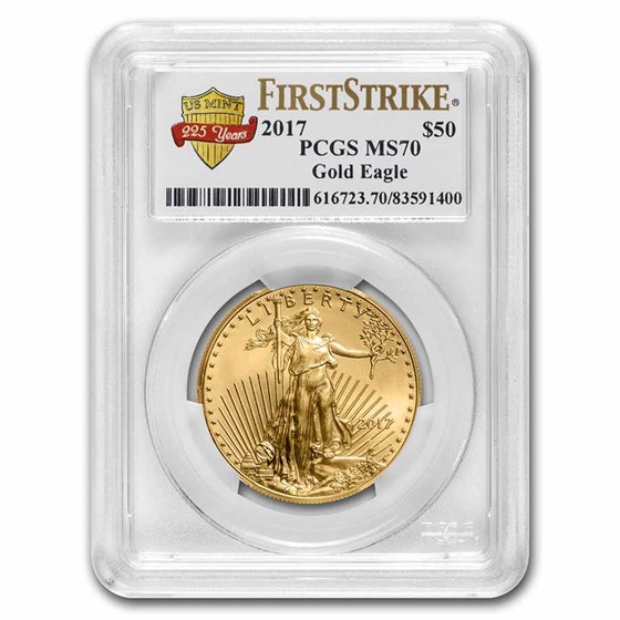 2017 1 oz Gold Eagle MS-70 PCGS (FS, 225th Anniversary Label) 2017 1 oz Gold Eagle MS-70 PCGS (FS, 225th Anniversary Label)