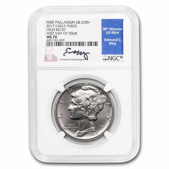 2017 1 oz Palladium Eagle MS-70 NGC (FDI, Edmund C. Moy Signed) 2017 1 oz Palladium Eagle MS-70 NGC (FDI, Edmund C. Moy Signed)