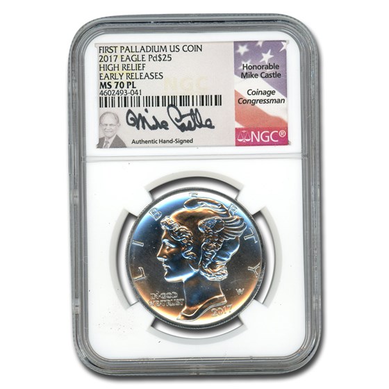 2017 1 oz Palladium Eagle MS-70 PL NGC (Castle, Early Releases) 2017 1 oz Palladium Eagle MS-70 PL NGC (Castle, Early Releases)
